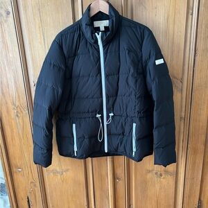 Michael Kors Black Puffer Jacket with White Accents